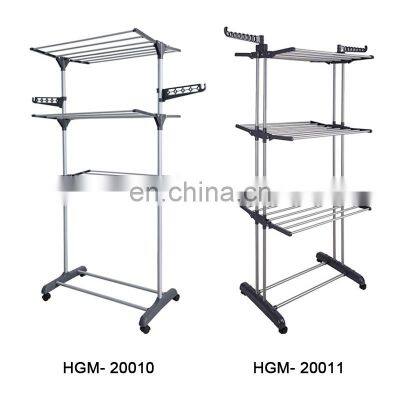 Foldable 3 Tier Rolling Collapsible Clothes Drying Rack Stand Indoor Outdoor Dark Grey Metal Laundry Rack photo-4