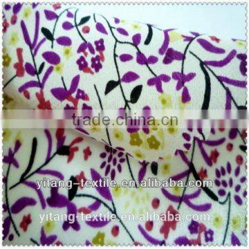 New design leaves printed pure silk crepe fabric