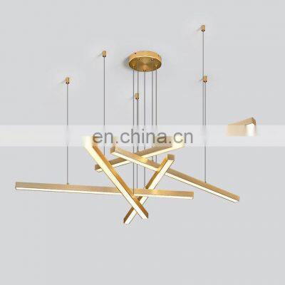 Golden Liner Led Pendant Ceiling Light Golden Simple Handling Lamp Living Room Decorative Pendant Lamp Office Lighting photo-2