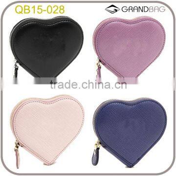 promotional gifts heart shap custom saffiano leather coin purse coin holder case