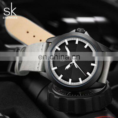 SHENGKE Unisex Business Watches K0120G Luminous Pointer Watch PU Leather Quartz Sports Wristwatches Relogio Masculino