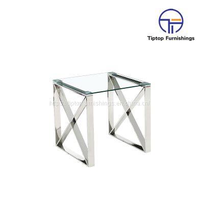 Living room furniture sets marble coffee table stainless steel round end table luxury modern side table for sale