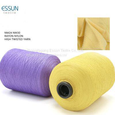 Nm30 Nm24 Rayon/nylon filament twisted summer knitting yarn