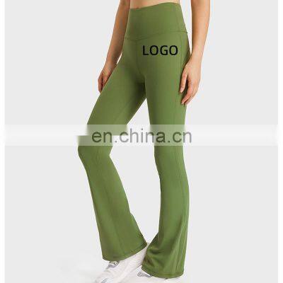 Hot Selling Office LadiesThrowback Flared Leg Yoga Pants Nude Feeling Flared Trackpants Women Gym Fitness Running Wear Trousers