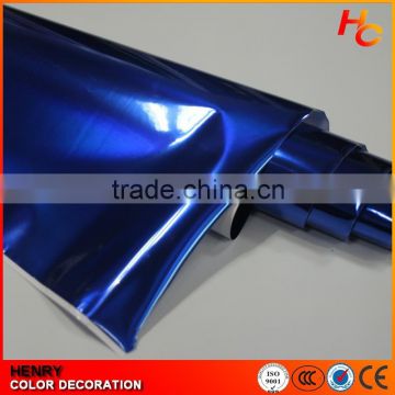 1.52*30m blue bubble free newest pvc car mirror chrome wrapping paper film