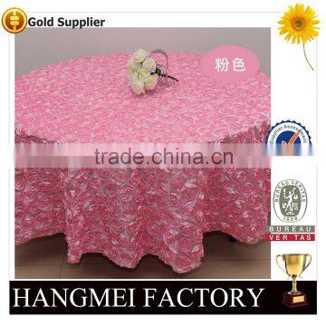 100% polyester cheap rose round tablecloth rosette satin table cloth                        
                                                Quality Choice