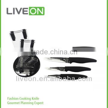 2014 Hot Selling LIVEON 4pcs Ceramic Knife Set with Acrylic Block