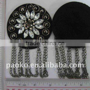 Acrylic Stone Bead & Metal Sew on Patch Beaded Applique 1pc