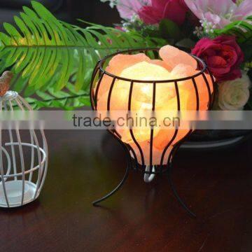 Himalayan Natural Rock Salt Lamp With Iron Art Base photo-2