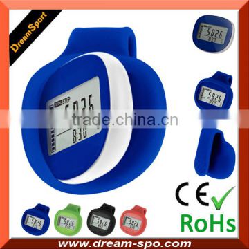 Small Size 3D Silent Pedometer with Silicone Jacket Clip or Lanyard Walking Pedometer