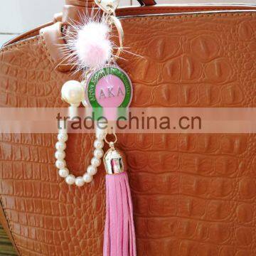 AKA pearl Fashion Braided Leather tassel Keychain Car Keychain auto Keyring AKA keychain                        
                                                Quality Choice