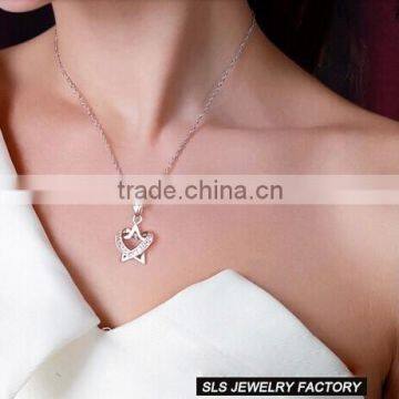 Korea fashion heart-shaped necklace female silver clavicle necklace pendant 925 sterling silver stars