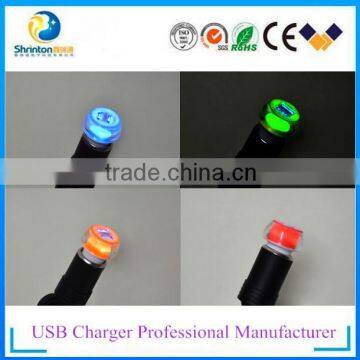 Original design 2 usb car charger for mobile phone and tablet high power 5V2.4A with LED light