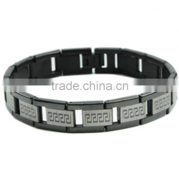 Laser engraved logo stainless steel bracelet for mens