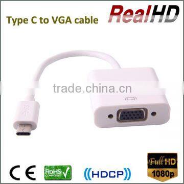 2016 New arrival high speed USB 3.0 TYPE C to VGA Cable adapter/cpnverter for macbook