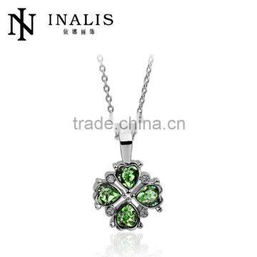 Fashion imitation jewelry olive green rhinestone men's necklace pendant LKN18KRGPN354