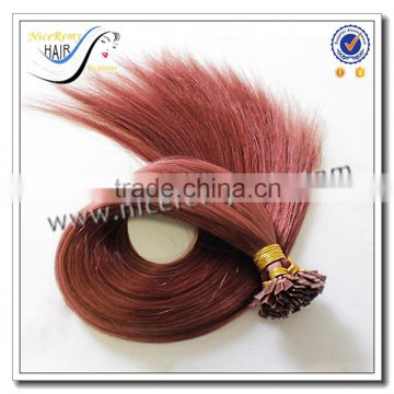 Wholesale 100% natural virgin human hair silky straight keratin flat tip hair extension