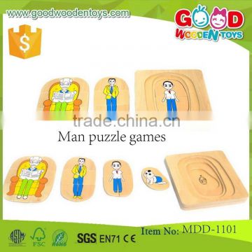 continued selling wooden kids puzzle toy OEM high quality educational Grandma & Grandpa 5 Layer Puzzle MDD-1101