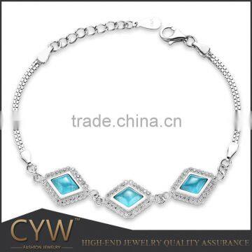 CYW opal rhombus noble 925 Silver bracelet fashion girl dresses jewelry