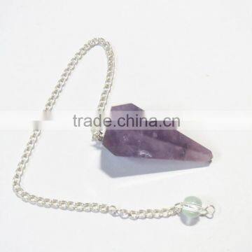 6-Facet Natural Amethyst Gemstone Pendulums photo-2