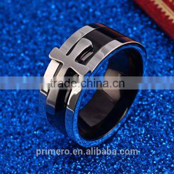 New Black Color Detachable Cross Titanium Stainless Steel Male Ring For Men Fine Jewelry photo-3