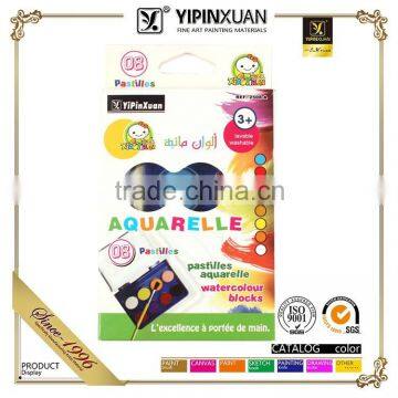 Wholesale Free Sample 8Colors Dry Water color Paint set With Brush