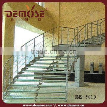 wedding stair decoration residential glass rail stairs with wood step