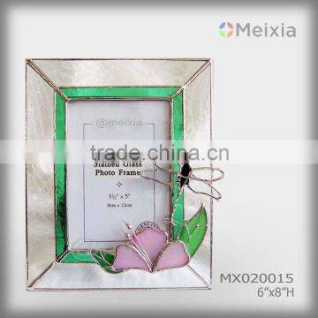 MX020015 tiffany style dragonfly flower stained glass photo frame