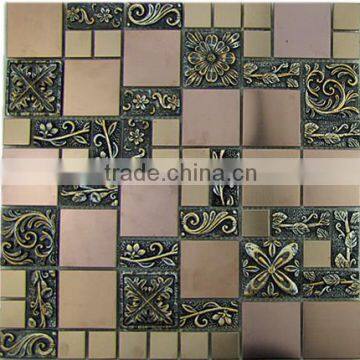 High quality stainless steel mix resin mosaic tile for wall and floor decoration