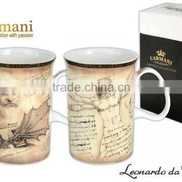 CARMANI gift Set two mugs of LEONARDO DA VINCI artwork
