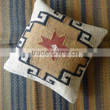 Indian Kilim Cushion Cover 18X18 Pillows Boho Ethnic Shams Jute Pillow Cases photo-4