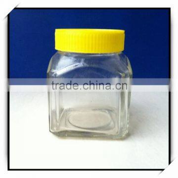 Fancy Square Glass Honey Jar Plastic Lid DH371 photo-3