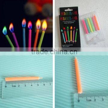 12pcs per pack birthday pillar color flame candle