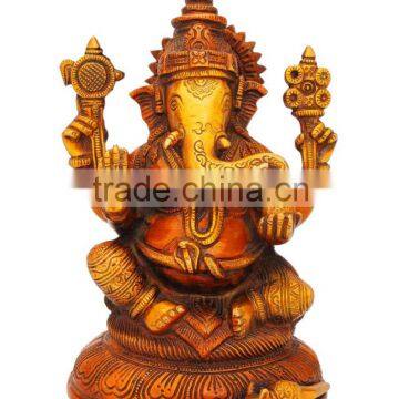 Sitting Ganesha With Round Base 8" photo-1