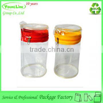 Customized clear plastic cylinder packaging / round travel bag / plastic cylinder bag                        
                                                Quality Choice