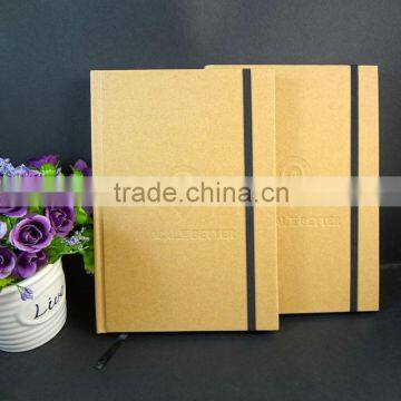 A5 embossed logo kraft cover notebook with elastic band
