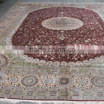 large size modern crimson persian hand knotted silk rug hot sale