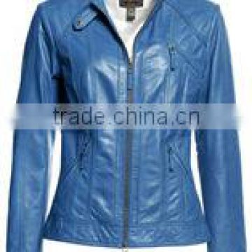 2014 new style slim genuine lamb leather jackets for women with big collar