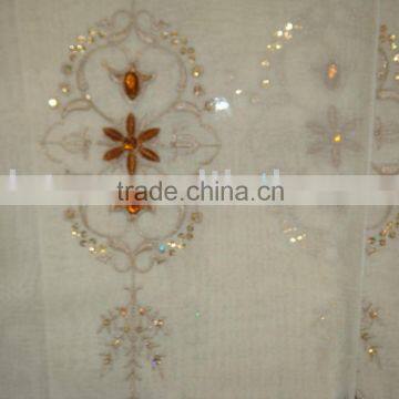 flax embroidered curtain with sequin and bead