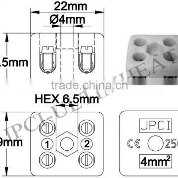 Type BV 4 Mm2 Glazed Ceramic Connection Blocks. Nickel Plated Connectors. photo-2