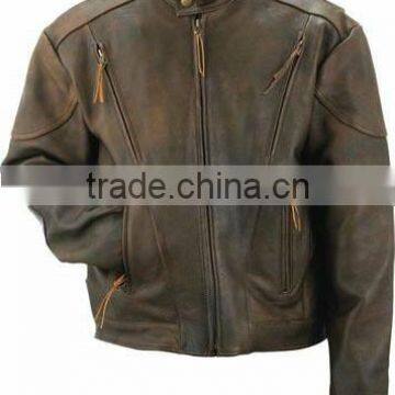 Men's Vented Antique Leather Scooter Jacket