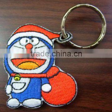 Double-sided embroidery patch / doraemon keychain embroidery badge / custom keychain emboridered patch