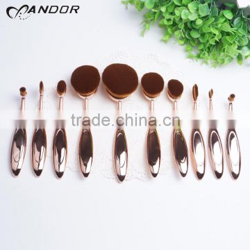 Luxury design beautiful handle rose gold contour brush set