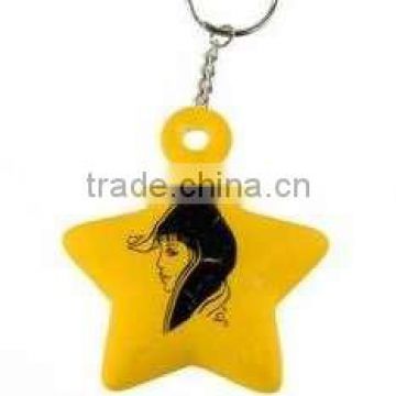 five pointed star shape keychain, pvc keychain with tape measure