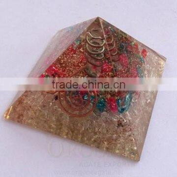 Mix Onyx -Crystal Orgone Pyramid | Orgonite Pyramid-Orgone Pyramid (With Crystal Point) | Orgonite Exporter