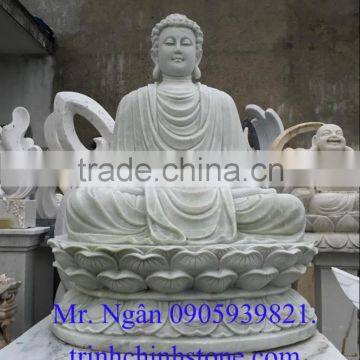 Shakyamuni Buddha Statues White Marble Stone Hand Carving Sculpture for Home Garden Pagoda Temple