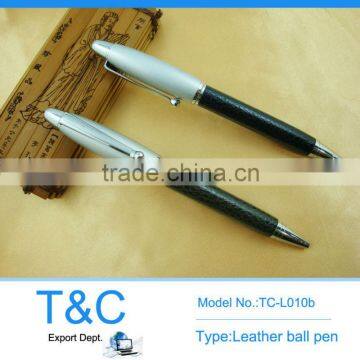 TC-L010b new arrival high quality shining leather metal ball pen