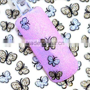 French Nail 3D Glitter Butterfly Nail Art Stickers Decals For Nail Tips Decoration DIY Decorations Fashion Nail Accessories