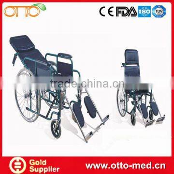 Steel folding manual lying-down wheel chair