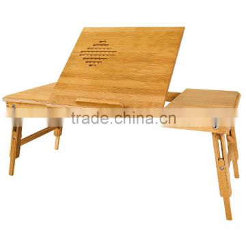 100% Bamboo Foldable Laptop Table Carvened flower Solid laptop desk Folding Bed Table